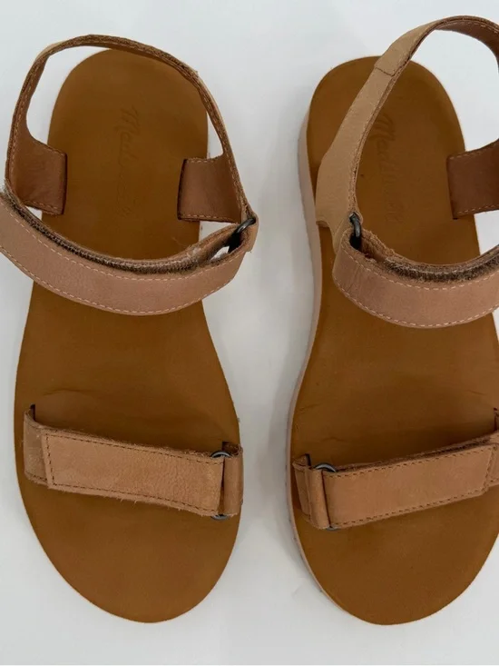 Madewell Sandals Womens 7 Tan Beige Leather MAGGIE Colorblock Flatform Comfort - Picture 4 of 11